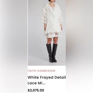 FAITH CONNEXION

WHITE FRAYED DETAIL LACE MINI DRESS